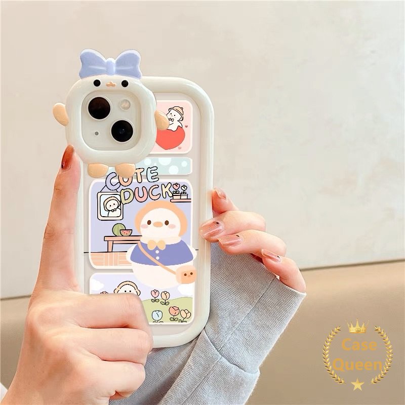 Soft Case Desain Kartun Bebek Monster 3D Untuk Oppo A17 A57 A96 A15 A12 A95 A54 A94 A77s A16K A76 A3s A17K A55 A5s A92 A36 A7 A74 A16E A53 A53 A52 A5Z 5F