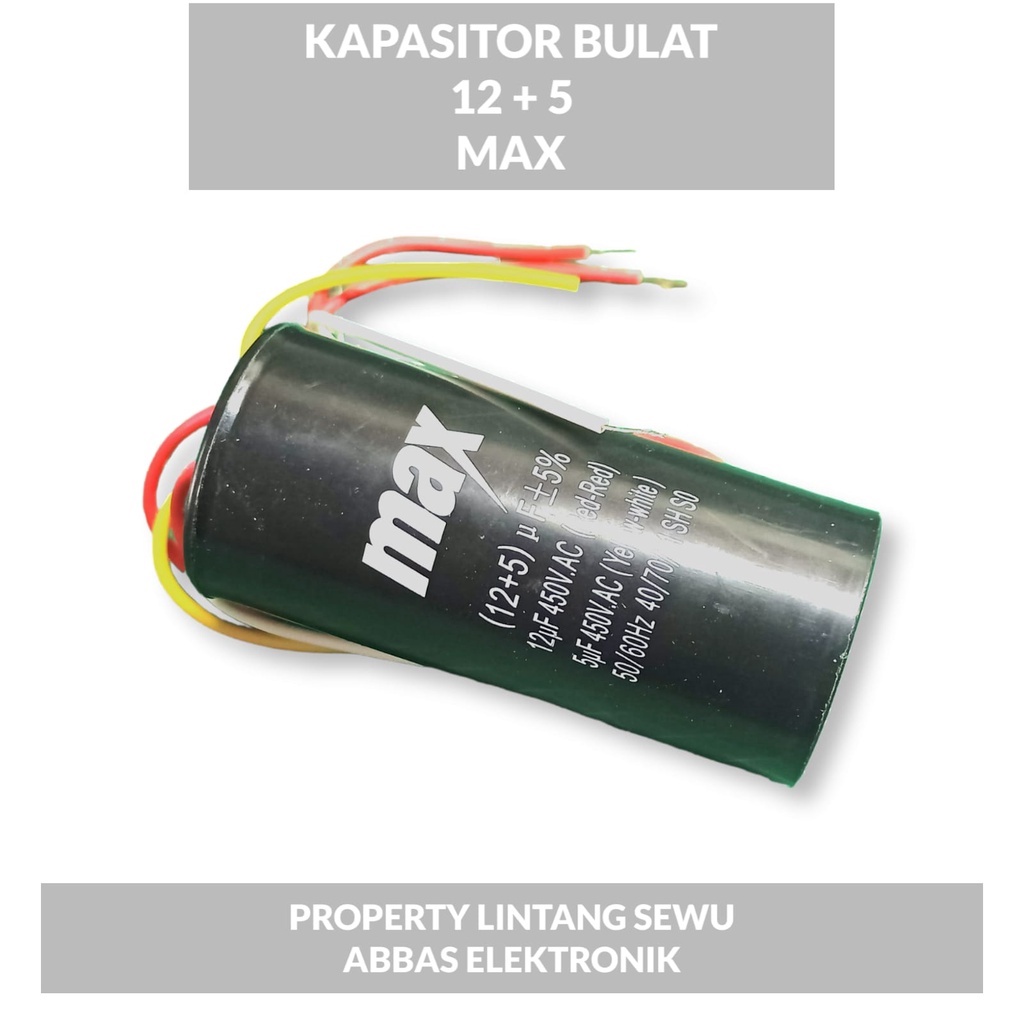 capasitor kapasitor mesin cuci 2 tabung 12 + 5 mikro 450 volt