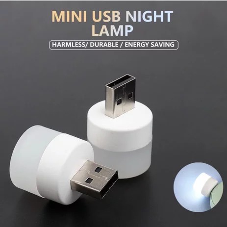 lampu led mini usb plug portable night light kecil tidur baca bola bulat port power bank batok charg