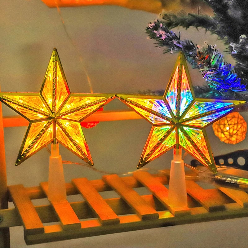 1pc Lampu LED Bentuk Bintang Bahan Plastik Tenaga Baterai Untuk Dekorasi Pohon Natal
