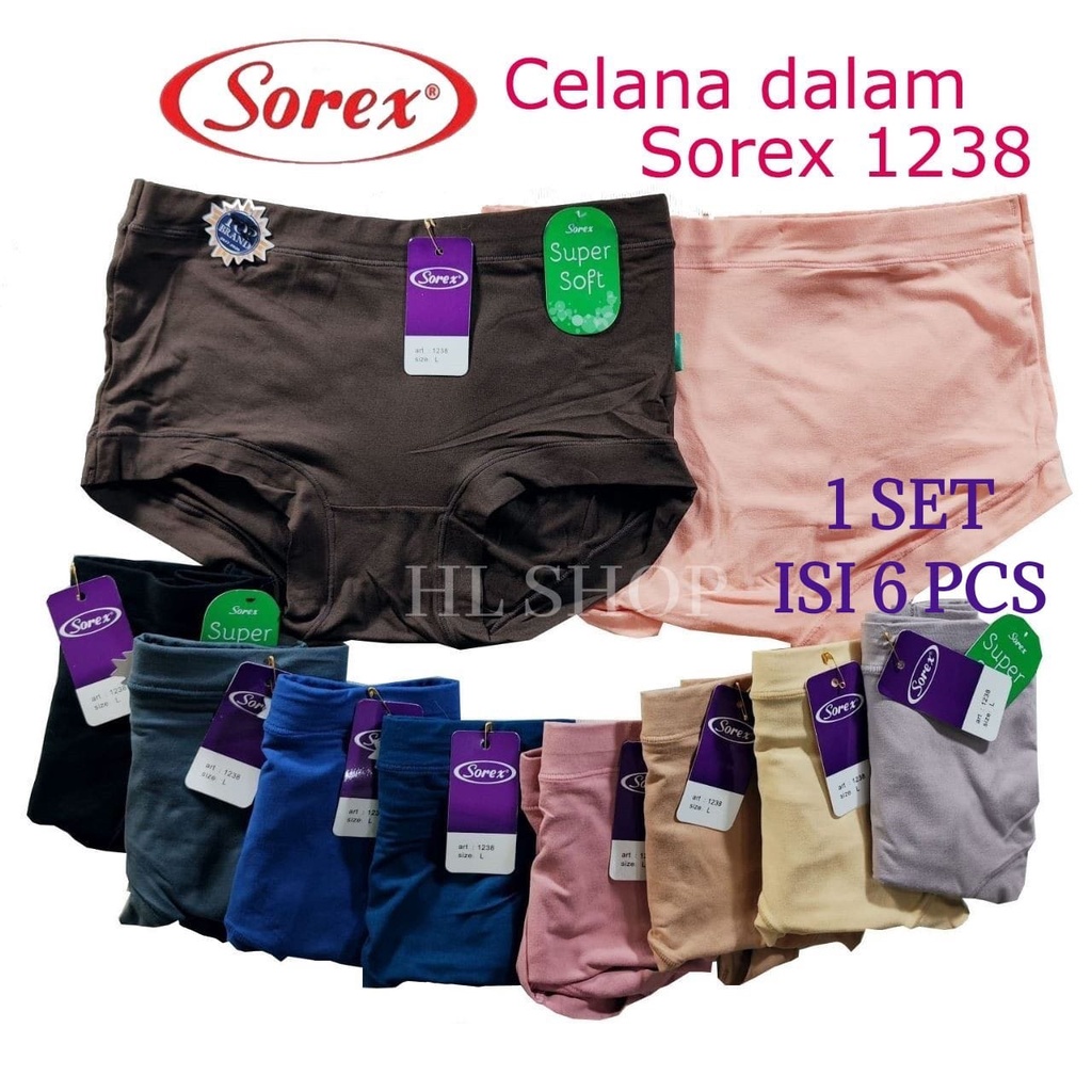 6 PCS / Setengah Lusin CD Sorex 1238 Celana Dalam Wanita Super Soft Lembut