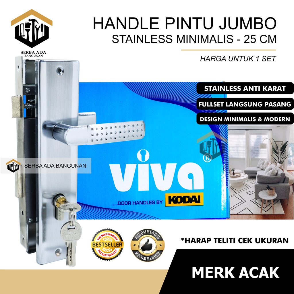 Handle pintu besar kunci pintu besar komplit - Handle Premium Ukuran 25cm