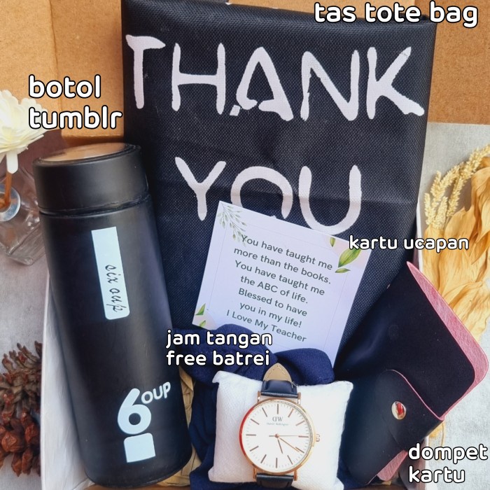 

(COD) Hampers Guru / Hadiah Teacher Day / Kado Guru / Hadiah Guru - set totebag+jam