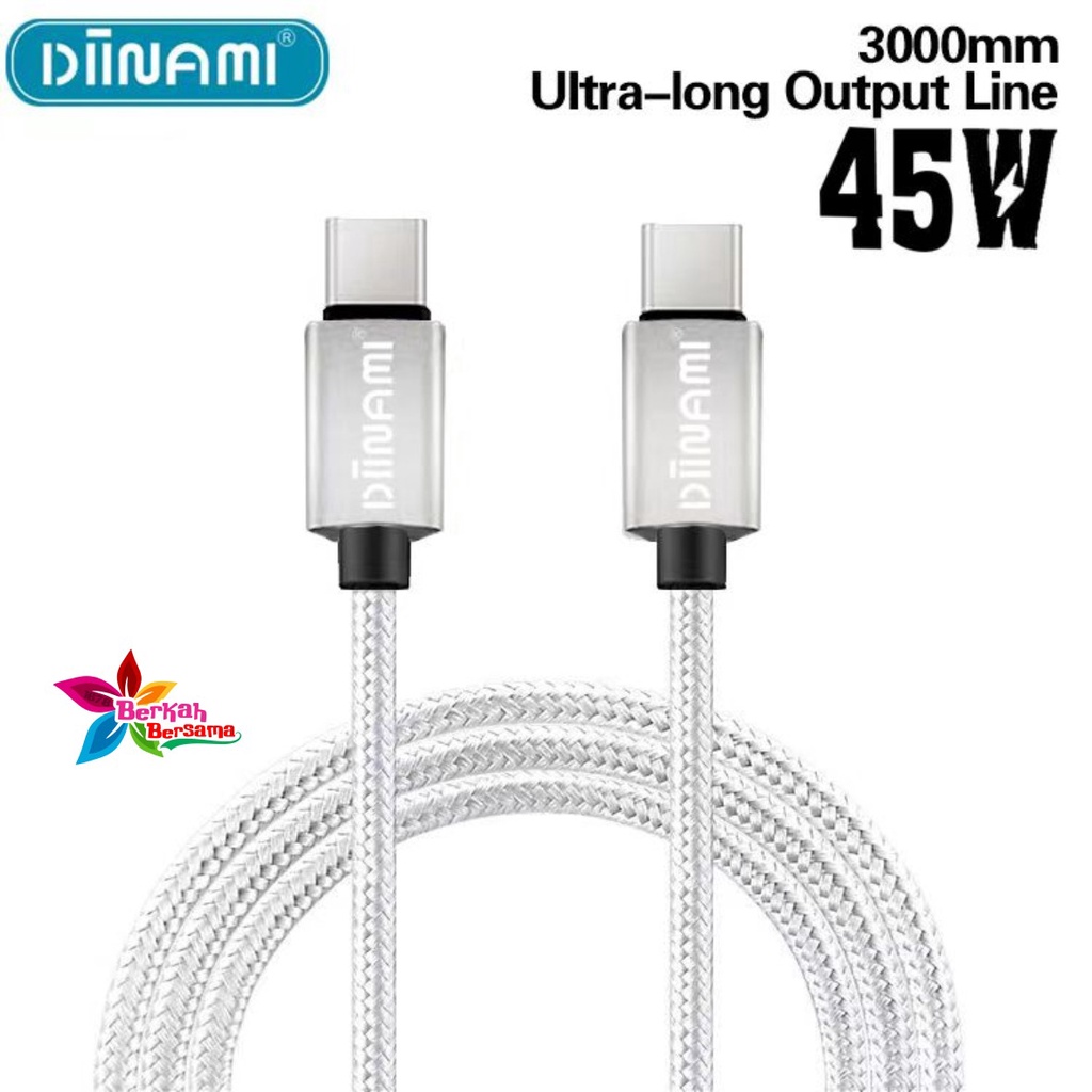 Kabel Type C to Type C Original DIINAMI  Fast Charging DM-015 Power Delivery 45W 3A Support Macbook note 10 note 20 s21 s22 s20 z flip 2 z flip 3 z flip 4 z fold 2 z fold 3 z fold 4  BB7364