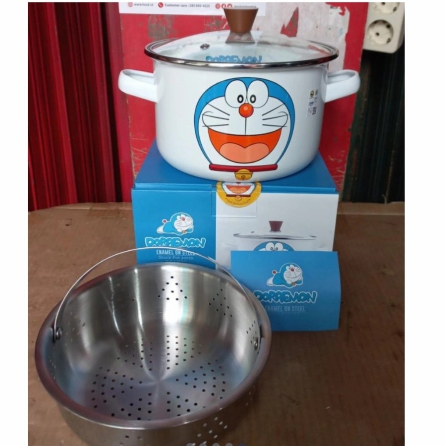 MASPION Stock Pot Enamel 20 cm DORAEMON + Panci Stock Pot