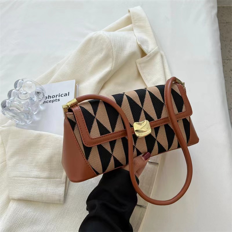 BJ61438 - BLACK/BROWN/COFFEE - TAS SLEMPANG MOTIF SEGITIGA MOZAIK WANITA FASHION IMPORT MODIS ELEGAN TERMURAH TERLARIS TERBARU BAGSTORE JAKARTA TAS BATAM ZC1438