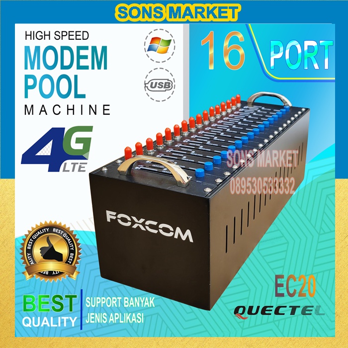 MODEM POOL 16 Port 4G LTE SMARTCOM / FOXCOM Chipset Quectell EC25