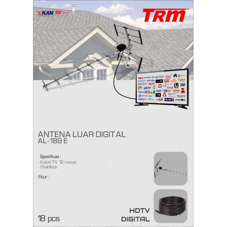 ANTENA TV DIGITAL OUTDOOR DVB T2 + KABEL 10meter TRM