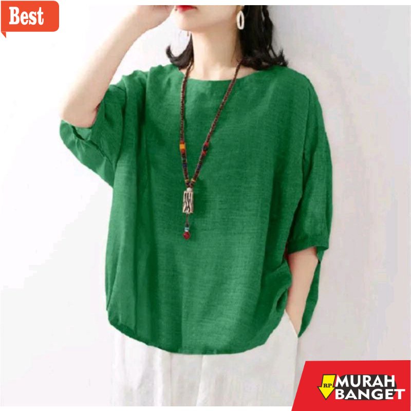 atasan wanita terbaru 2022 baju import bahan katun linen ada tali serut