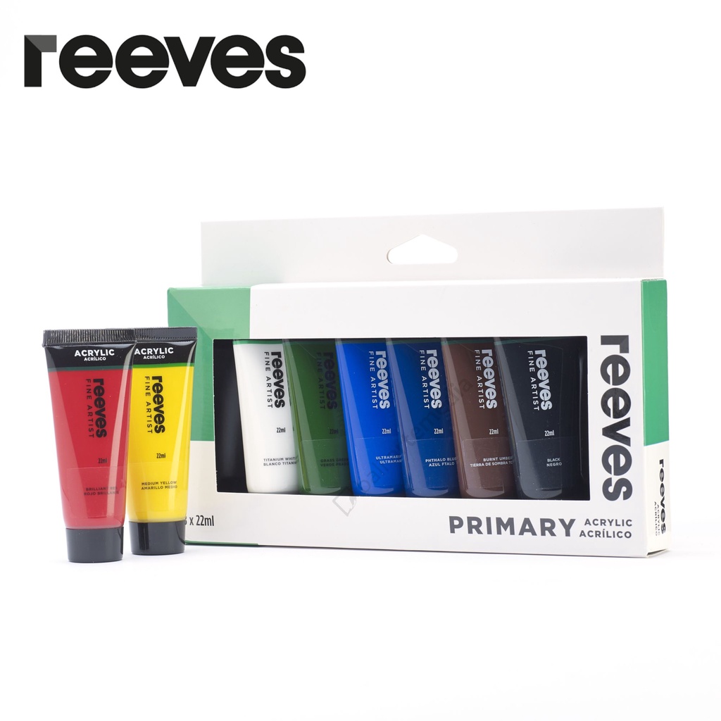 Reeves Acrylic Paint - 22ml, Primary Colours - Pack of 8