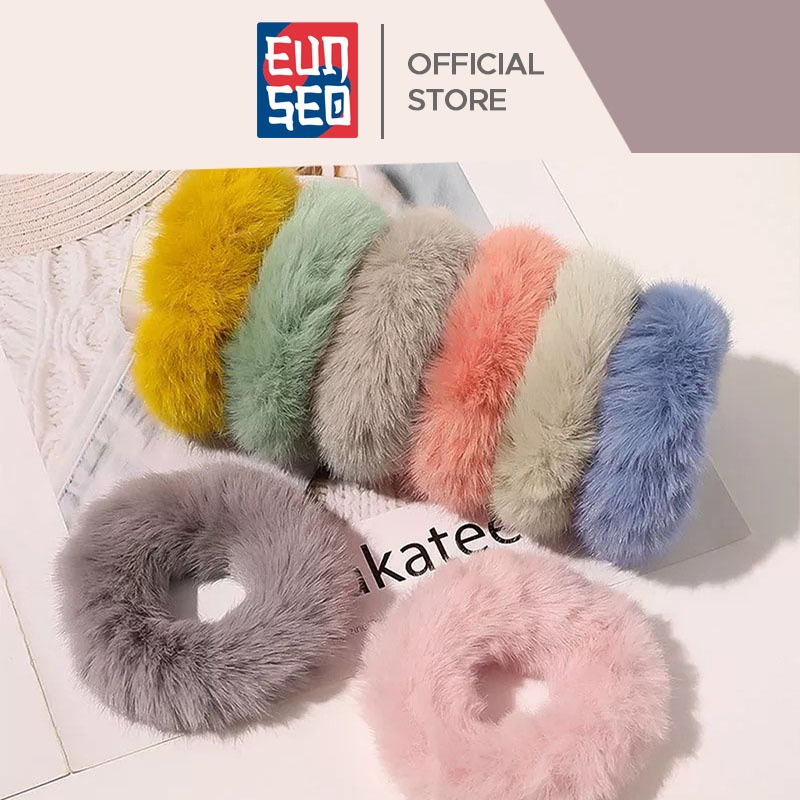 EUNSEO Ikat Rambut Scrunchie Wanita Pompom Ponytail Donat Fashion Korea Kuncir Rambut Premium