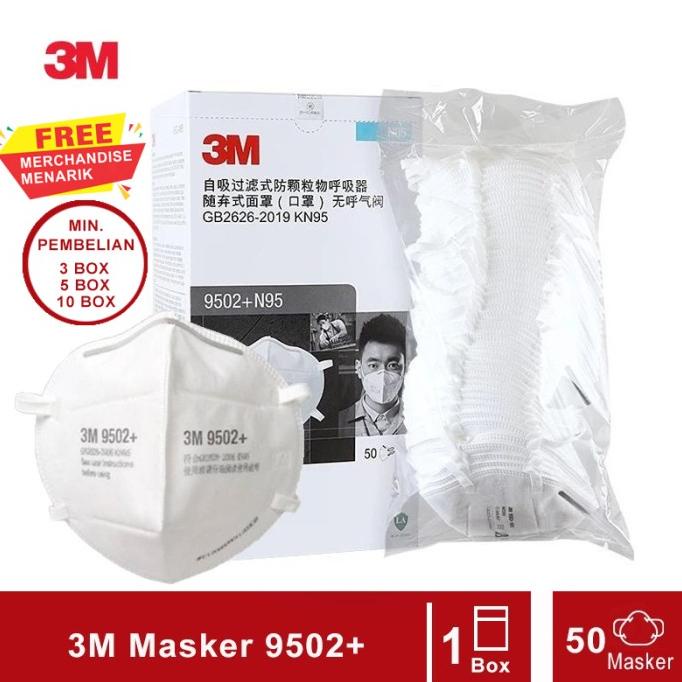 3M 9502+ Masker N95 Particulate Respirator - 1 Box (50 masker)