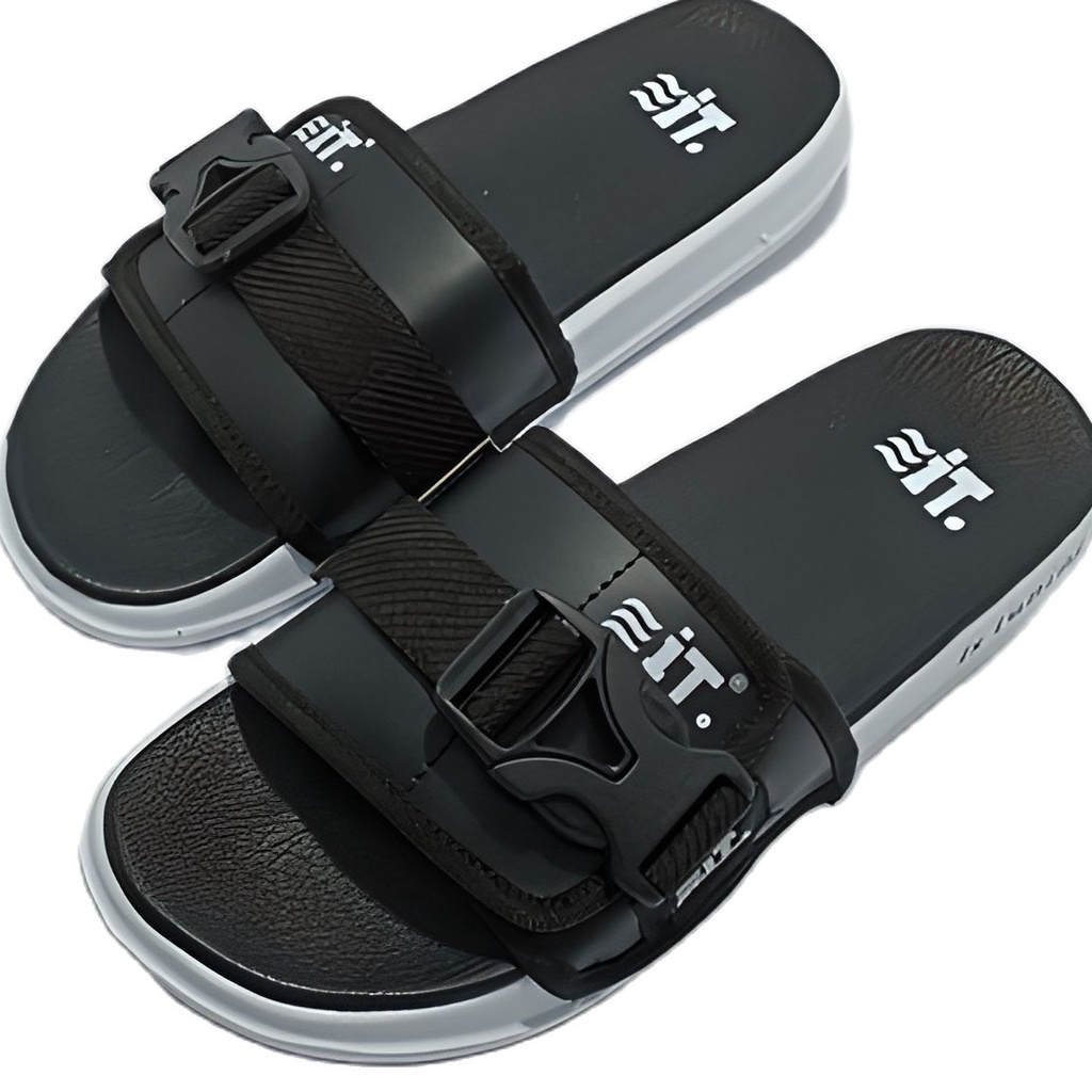 Sandal Slide Pria Sandal Slop Pria Distro - Sendal Slop Cowok Pria Branded Terbaru Trendi Kekinian Is-Tuning