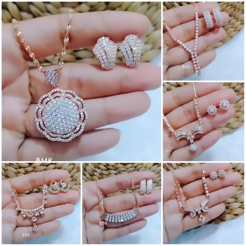 Kalung anting replika berlian. xuping Titanium lapis mas medan Sumbayak