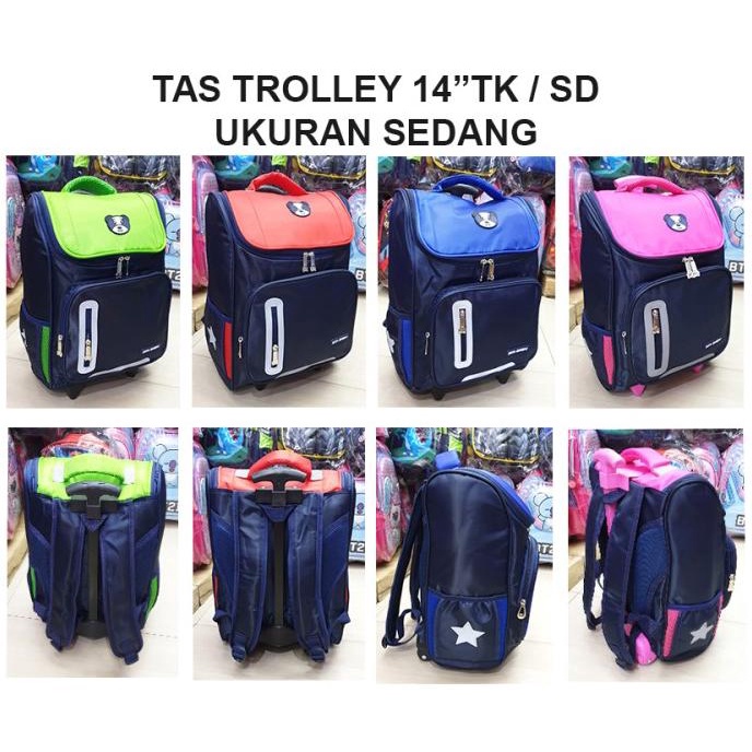TAS TROLLEY DORONG ANAK TK / SD 14" ( SEDANG ) PANDA POLOS IMPORT 14"