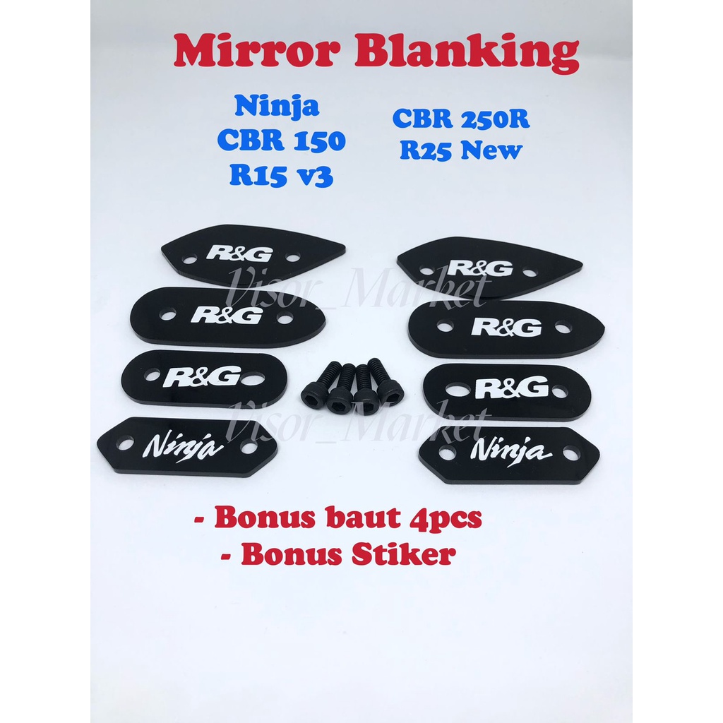 MIRROR BLANKING CBR 150R NINJA 250 Fi R15 R25 ZX COVER TUTUP SPION NINJA CBR 150R 250R