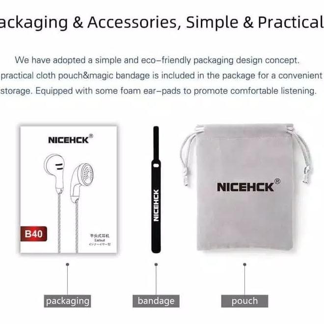 Earbud NiceHCK B40 with Mic 32 Ohm 14.8mm - No Mic