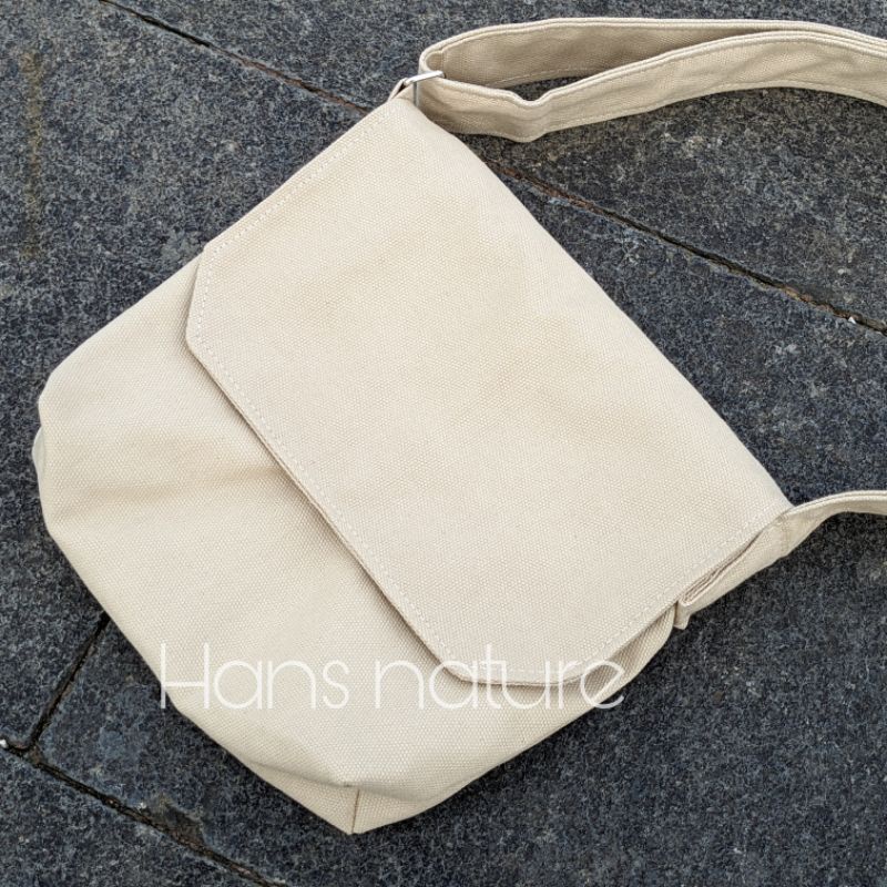 Tas wanita / pria kanvas tas selempang medium Slingbag canvas