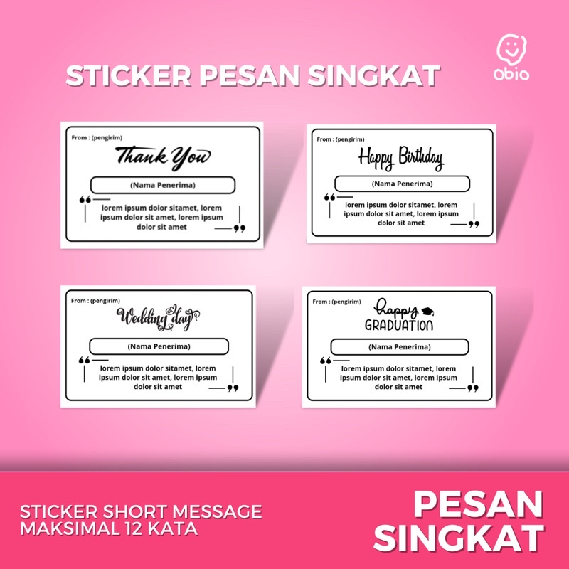 CUSTOM PESAN SINGKAT - Sticker Untuk Pesan Singkat 8x5 cm Sticker Custom Cromo Thermal