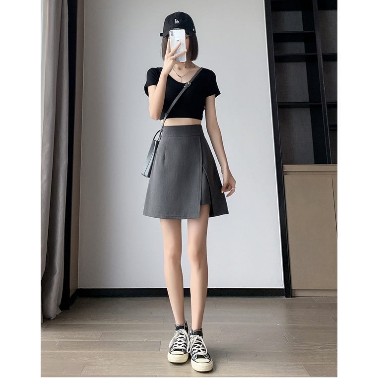 GirlWish Korean Sexy Mini A-Line Skort / Korean High Waist Mini A-Line Skirt / Rok Pendek Korea / Mini Skirt Polos