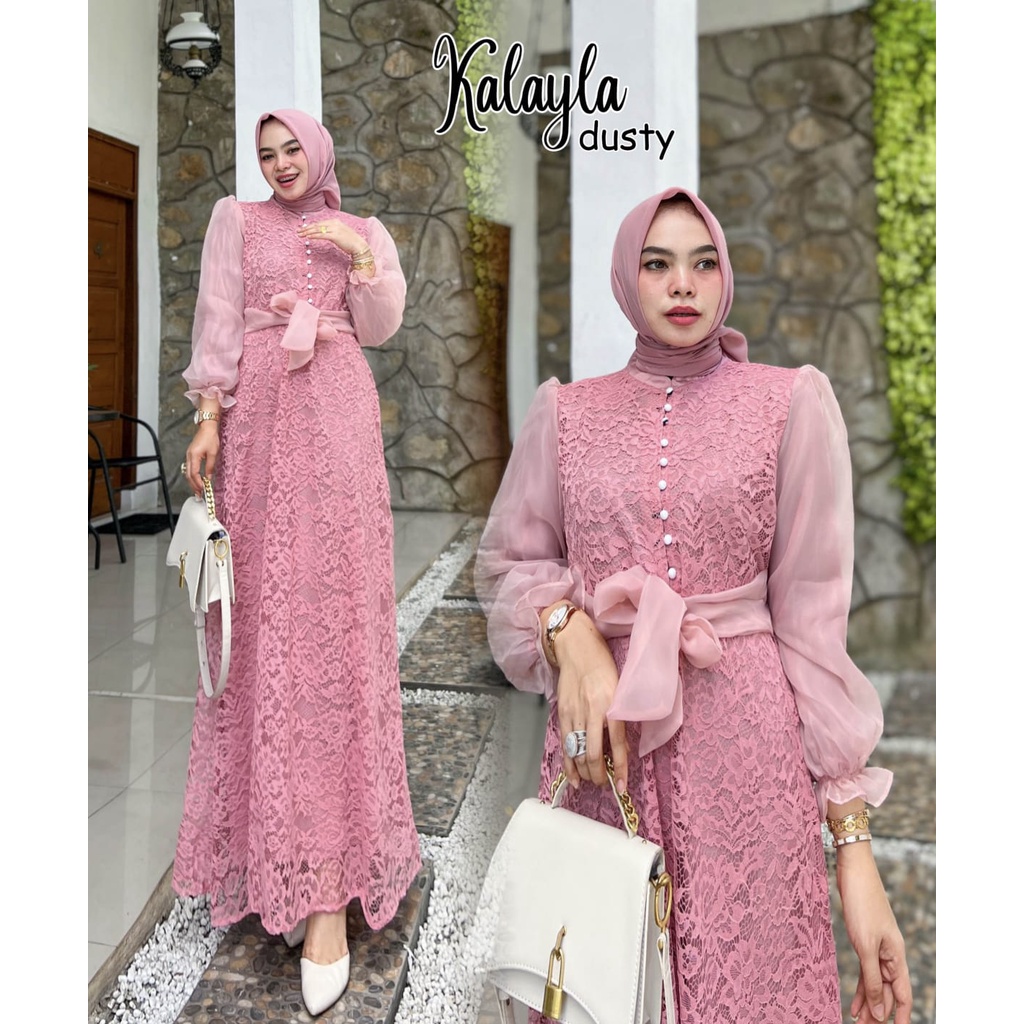 GAMIS PESTA KONDANGAN ORGANZA KALAYLA DRESS BRUKAT CANTIK