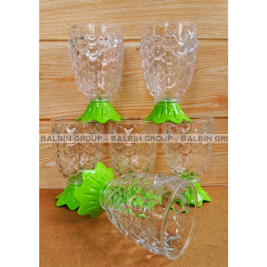 SATU SET ISI 12 PCS / 1 LUSIN | GELAS SIRUP GOLDEN SUNKIST 200.ML GELAS NANAS TERBARU - GELAS PLASTIK BPA FREE FOOD GRADE