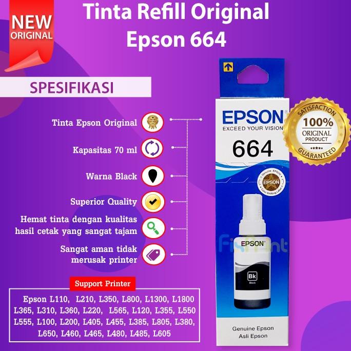 Tinta Original Epson 664 Botol T664 Printer L565 L1300 L120 L121 L360