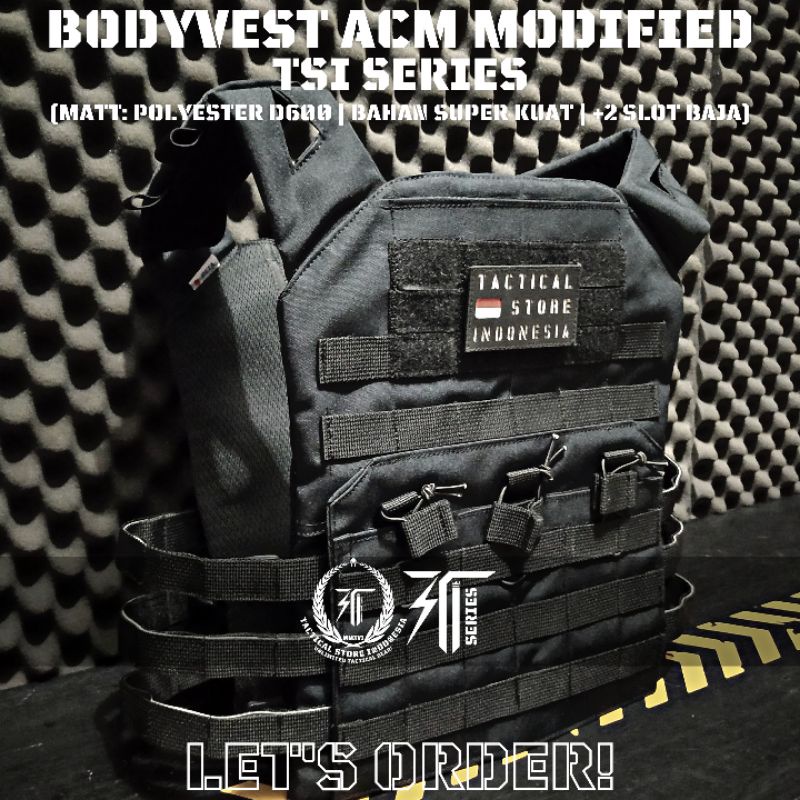 Body Vest ACM Modified - Bodyvest Tactical Hitam Hijau Loreng TSI Series