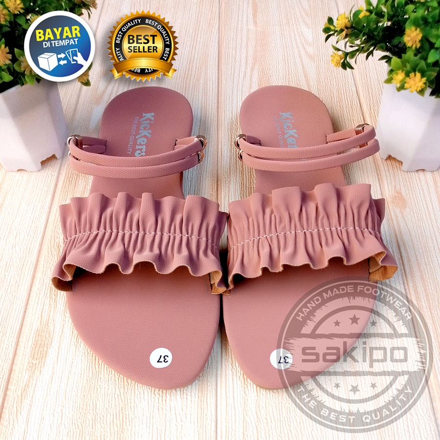 PROMO 12.12 !! SANDAL WANITA DEWASA SLOP KERUT TALI BELAKANG CANTIK NYAMAN DIPAKAI TRENDI KEKINIAN TERMURAH / SAKIP0