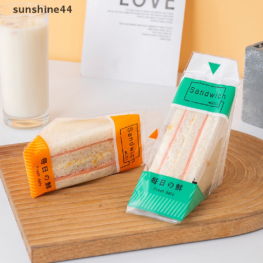 Sunshine 100pcs Plastik Wrap Roti / Sandwich Bentuk Segitiga Transparan Tebal