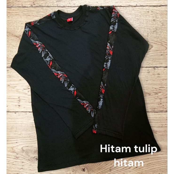 kaos kombinasi taping tulip lengan panjang