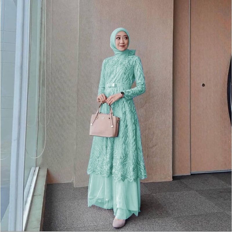 (NEW) MITA - BAJU DRESS GAMIS MAXI MAXY BRUKAT BROKAT WANITA MUSLIM UKURAN M L XL XXL JUMBO SIZE UNT