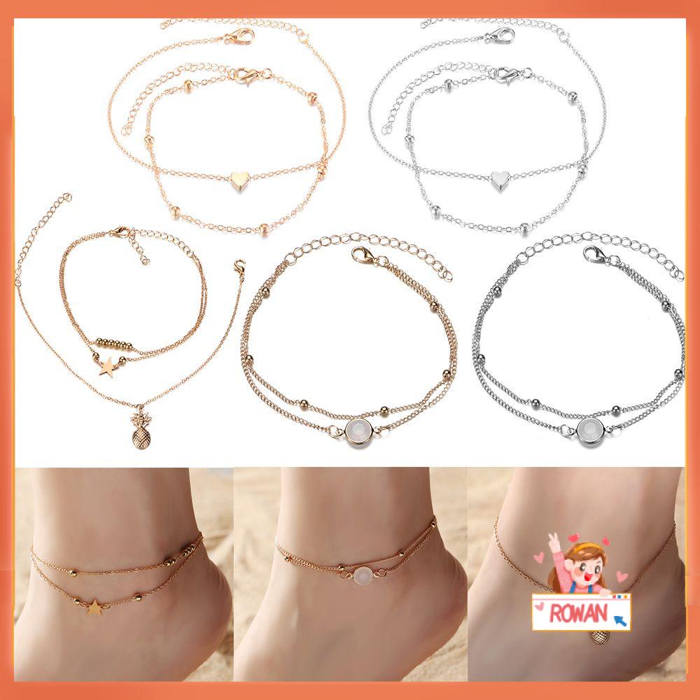 Gelang Kaki Rantai Manik-Manik Dengan Liontin Nanas Untuk Wanita