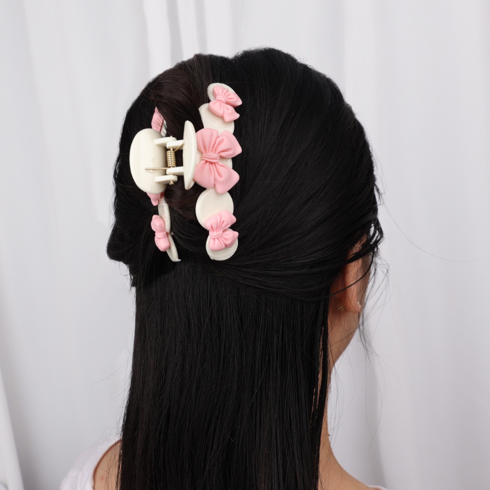 Aksesoris Jepit Rambut Ekor Kuda Desain Beruang Pink Gaya Korea Vintage Untuk Wanita