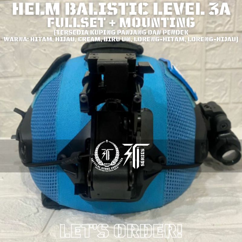 Helm Tactical Balistic Level 3A Fullset + Mounting NVG + Mounting Senter + Senter Swat