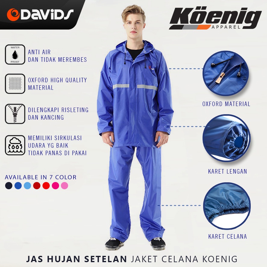 Jaz Hujan Setelan Jas Ujan Setelan Dewasa Pria Wanita Jaket Celana Anti Rembes Rain Coat Raincoat Mantel Premium Koenig