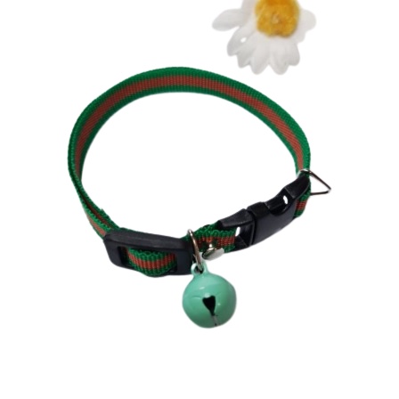 Kalung Mainan Kucing Motif Stripe Polos Lonceng Doff Berbunyi FEZONE