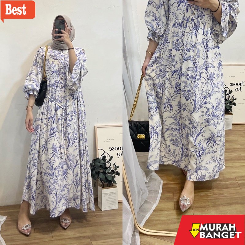 model dress terbaru 2022 Nadline Dress - Aqua Classic - baju wanita - dress - setelan wanita kekinia