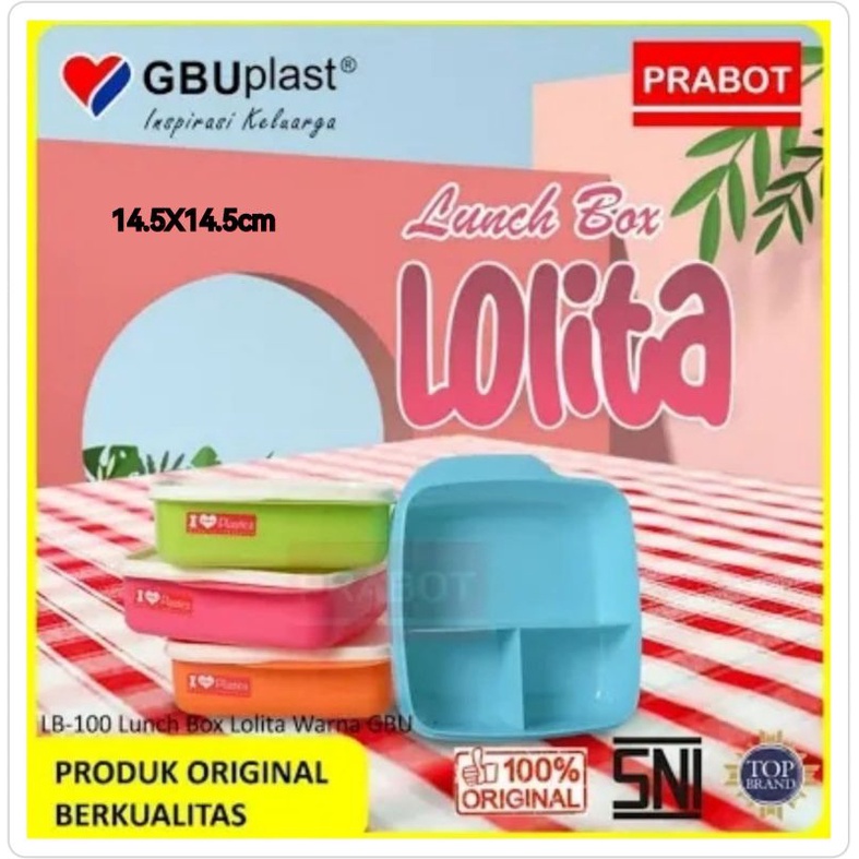 GBU Plast Tempat Makan Lunch Box Lolita LB-100 15x15cm 3 sekat