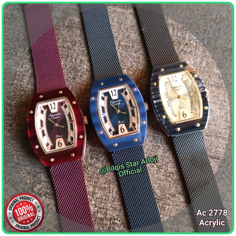 Alexandre Christie Wanita Ac 2778 LH Acrylic Kotak Tali Rantai Pasir Original