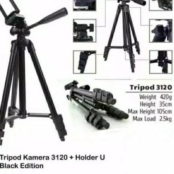 Tripod TF-3120 Black Edition - Tripod Kamera 3120 Free Holder U