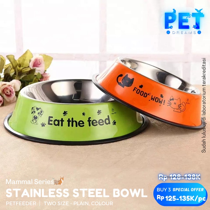 STAINLESS STEEL DOG AND CAT PET BOWL TEMPAT MAKAN MINUM ANJING KUCING