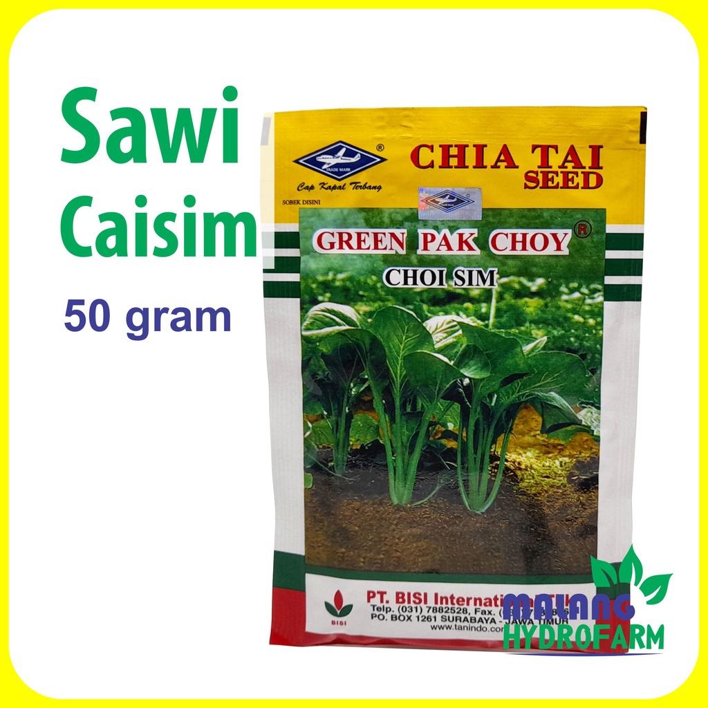 Jual Benih Sawi Caisim Hijau Green Pak Choy 50 Gram Cap Kapal Terbang