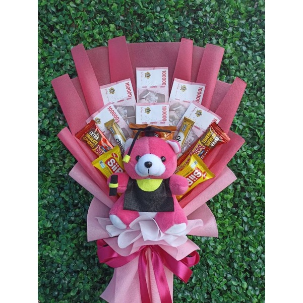 

buket boneka Snack duit mainan bisa request duit asli/ hadiah wisuda/anniversary/ulang tahun