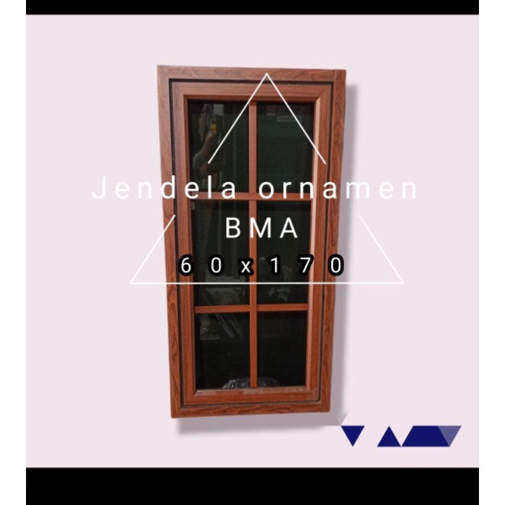 jendela serat kayu 60x170 ornamen aluminium