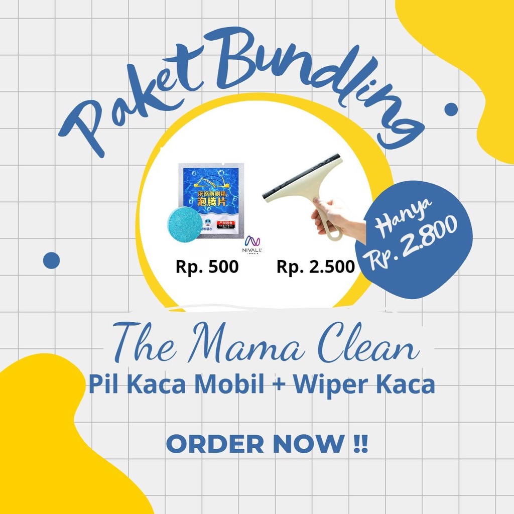 PIL PEMBERSIH KACA MOBIL + WIPER PEMBERSIH KACA (Paket Bundling)