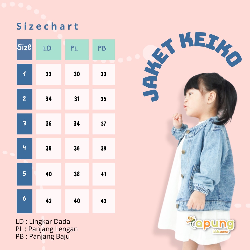 (capung kidswear) Jaket Jeans Anak Perempuan Keiko 1-6 tahun