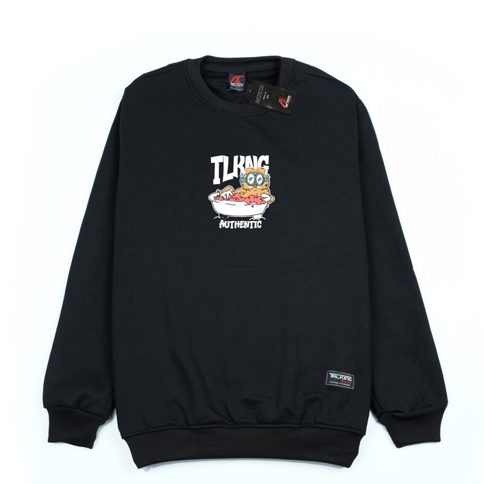 Crewneck Distro Hitam Sweater Premium Cotton Tebal Suiter Oversize Stret Style Original Talking