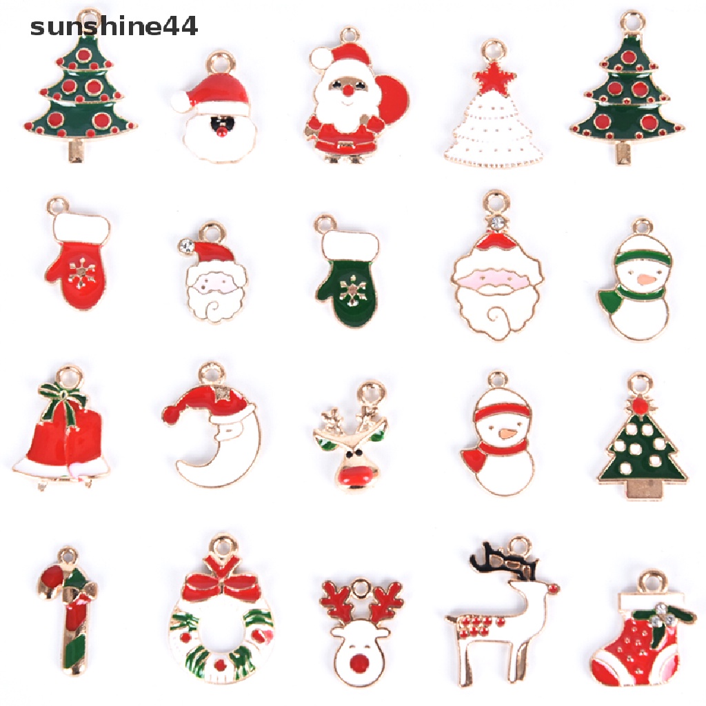 Sunshine 20Pcs / Set Liontin Alloy Enamel Bentuk Campur Untuk DIY Craft / Perhiasan