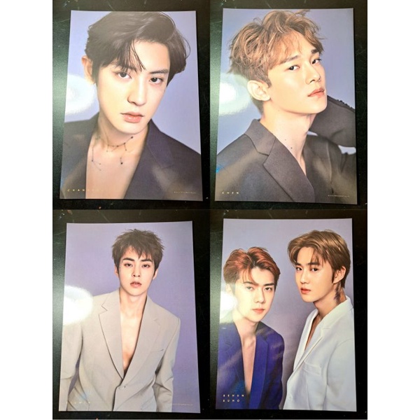 Postcard/Photo A4 Season Greeting 2019 EXO Chanyeol,Chen,Xiumin,Sehun,Suho set.